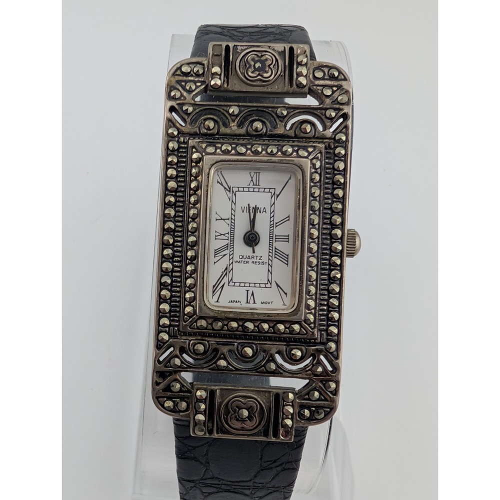 Vintage Vienna Women Watch 23mm Silver Marcasite Art‎ Deco Case- New Battery